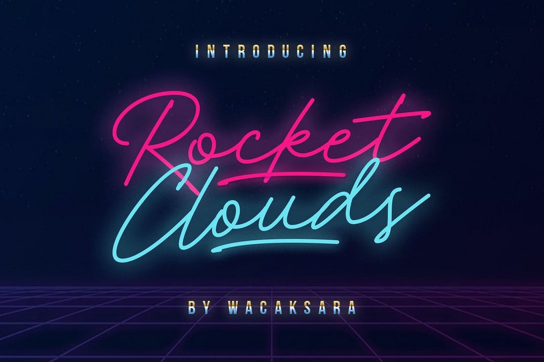 Rocket Clouds - Monoline Script Retro Font