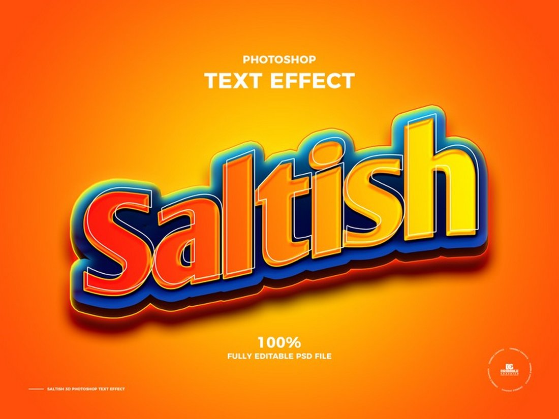 Saltish - Free 3D Photoshop Text Effect