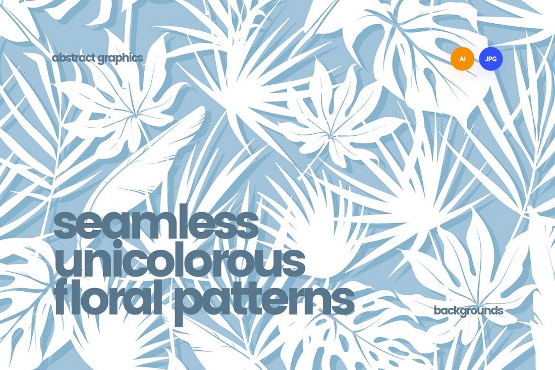 Unicolorous Seamless Floral Patterns