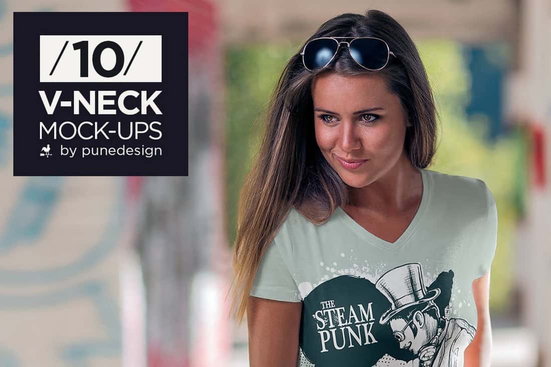 V-Neck Women's T-Shirt Mockups