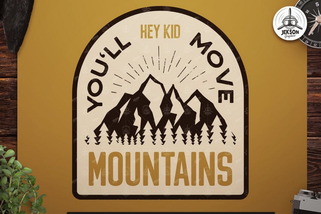 mountains vintage badge
