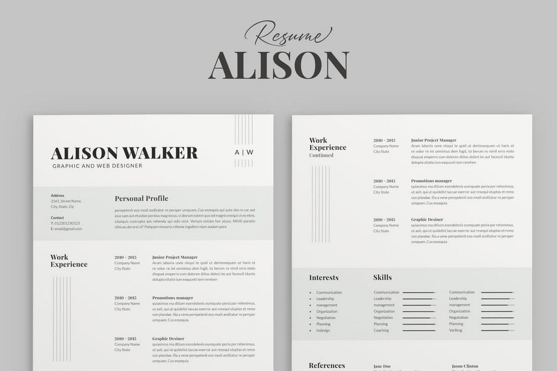 Alison - Apple Pages Resume Template