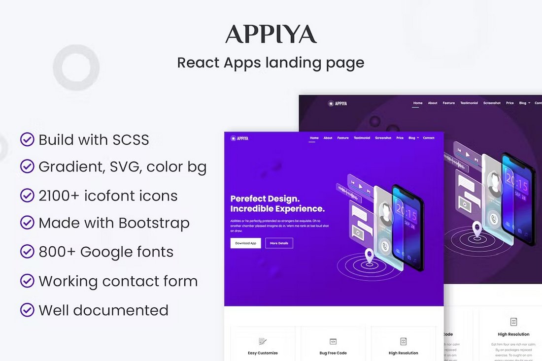 Appiya - React App Landing Page Template