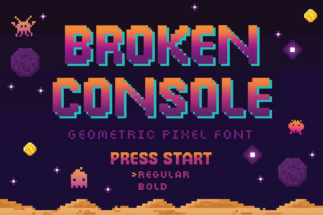 Broken Console - Geometric Pixel Font