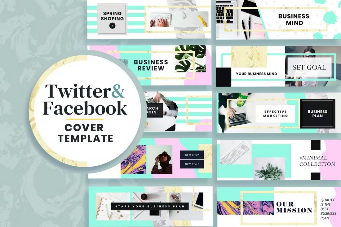 Creative Facebook & Twitter Header Templates Pack