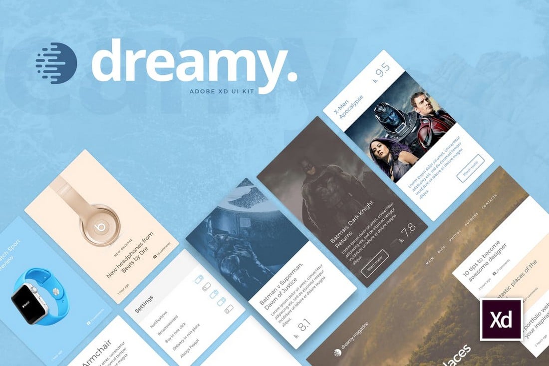 Dreamy - UI Kit for Adobe XD