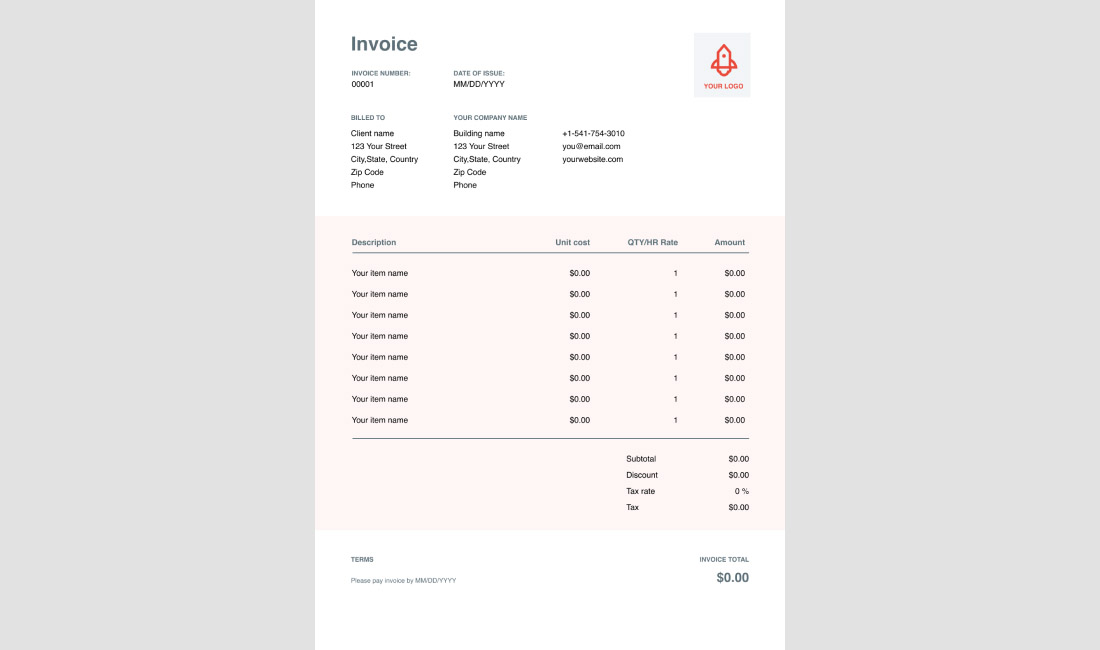 Free Company Invoice Template for Word