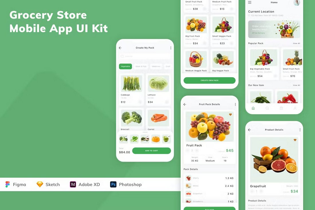 Grocery Store Mobile App UI Kit for Adobe XD