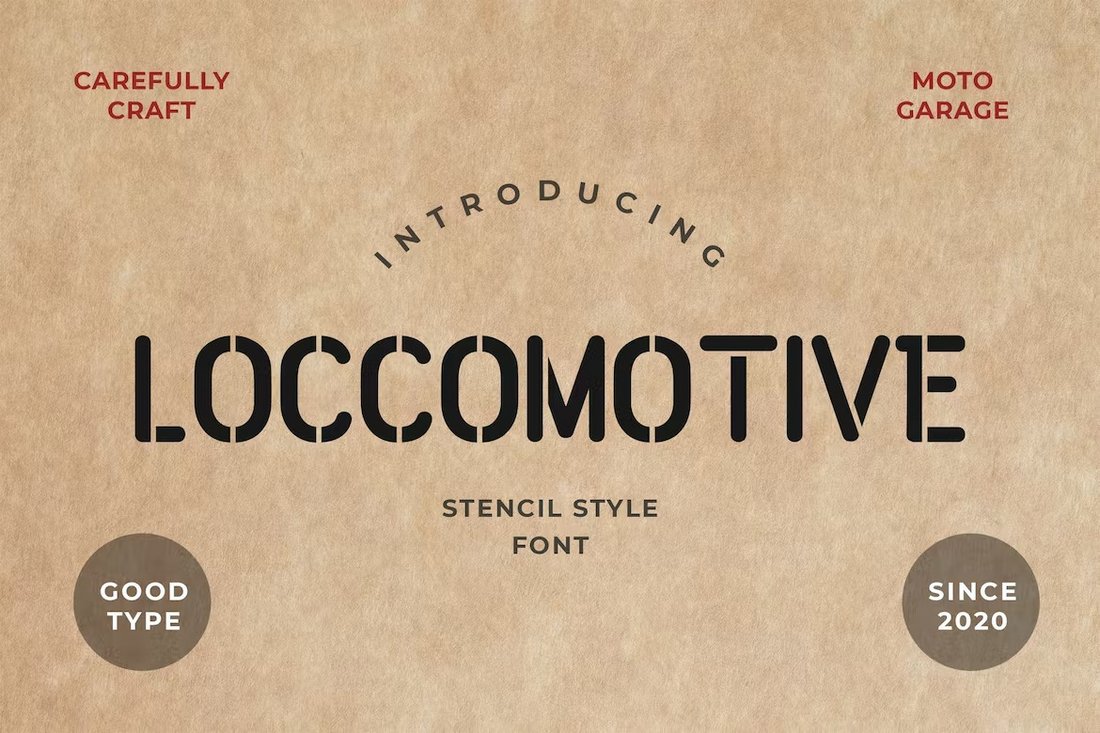 Loccomotive - Rounded Stencil Font