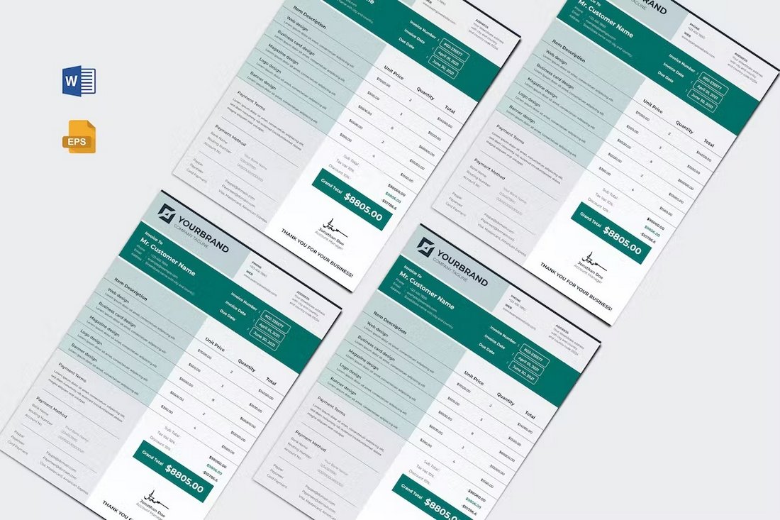 Professional Business Invoice Word Template