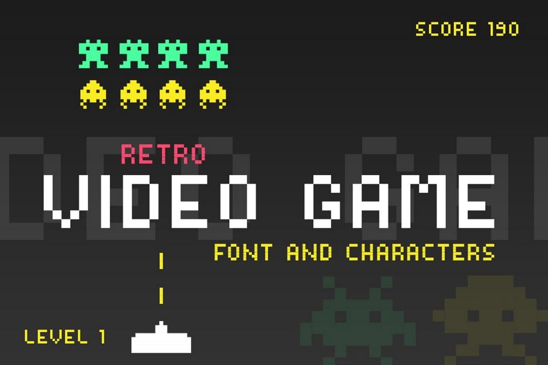 Retro Video Game Pixel Art Font