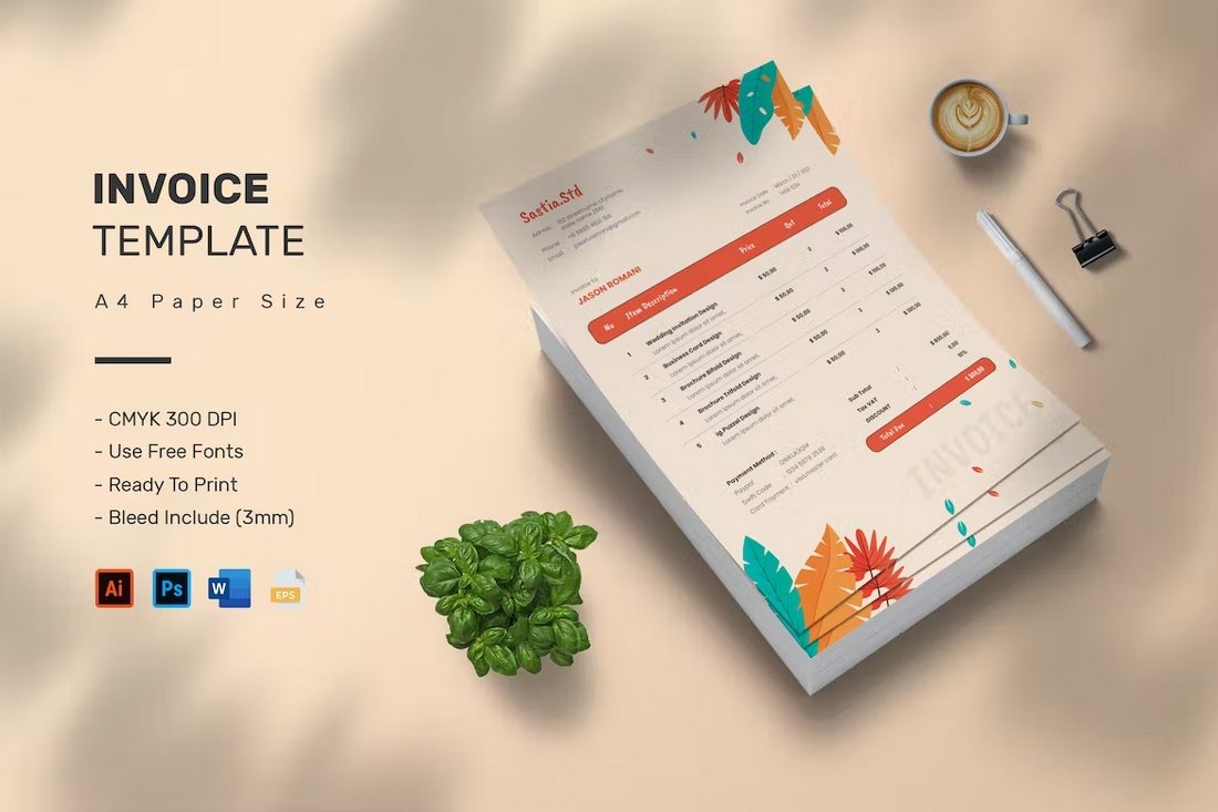 Sastia - Colorful Invoice Template for Word
