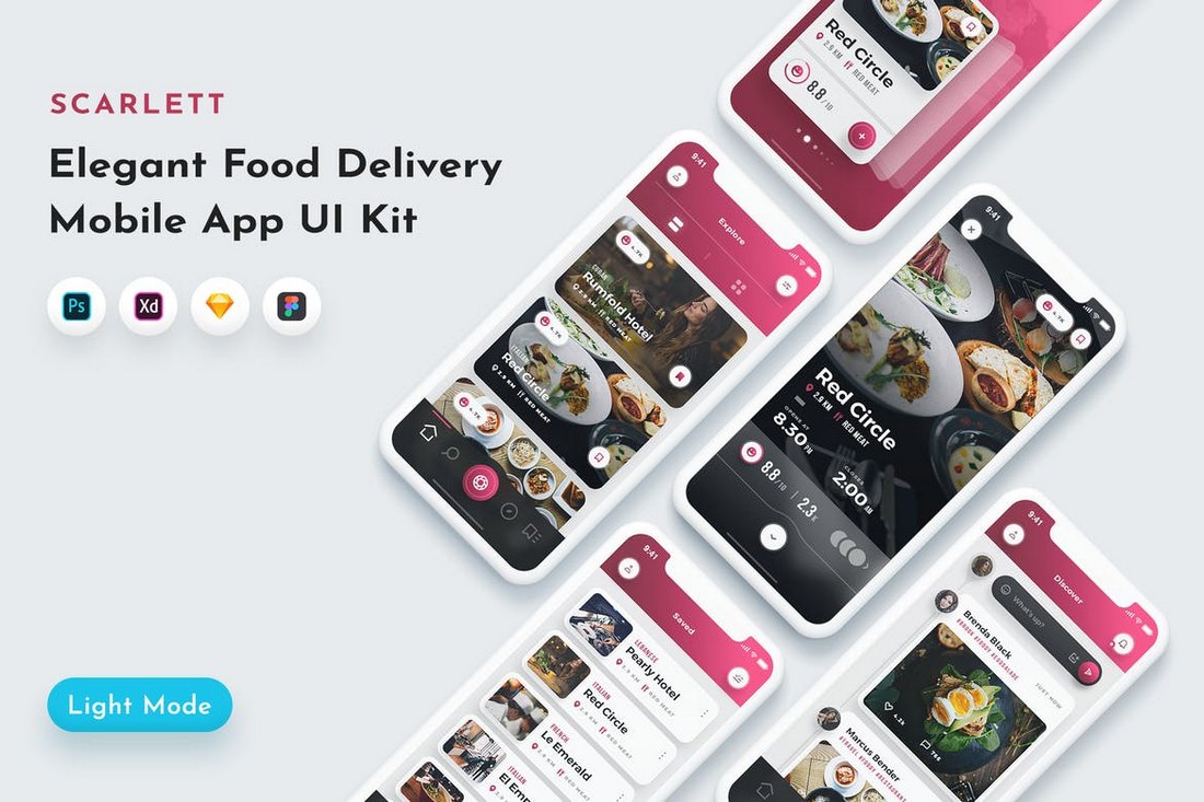 Scarlett - Food App UI Kit for Adobe XD
