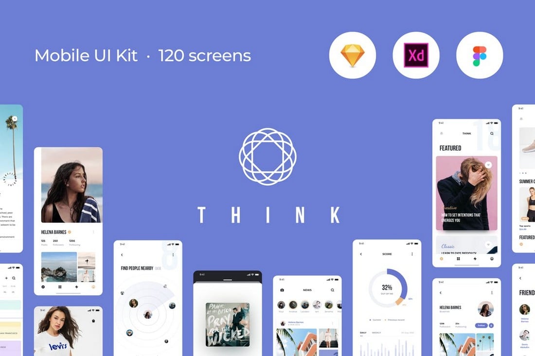 Think Mobile UI Kit - 120 Screen Templates