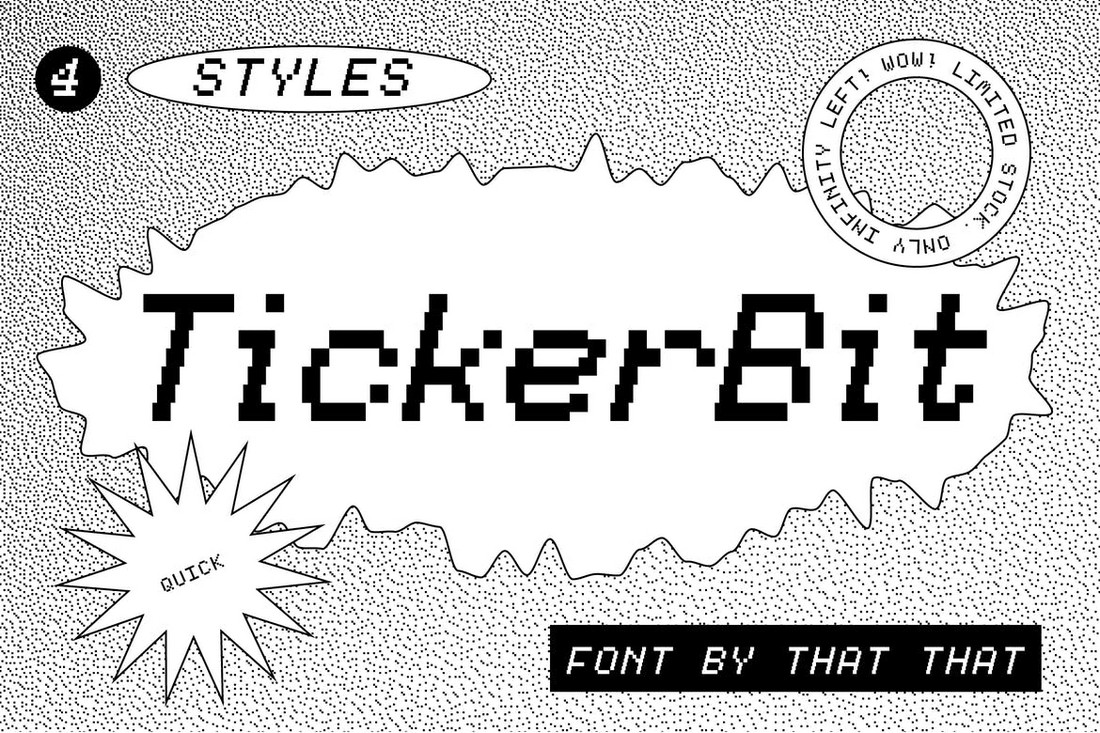 TickerBit - Retro Pixel Art Font