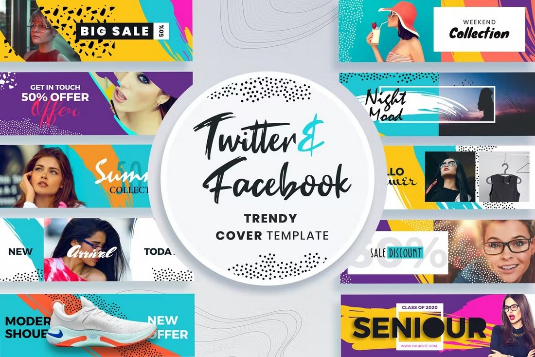Trendy Facebook & Twitter Cover Templates