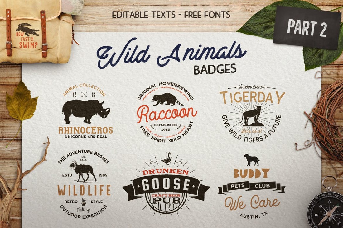 12 Vintage Wild Animals Logo Templates