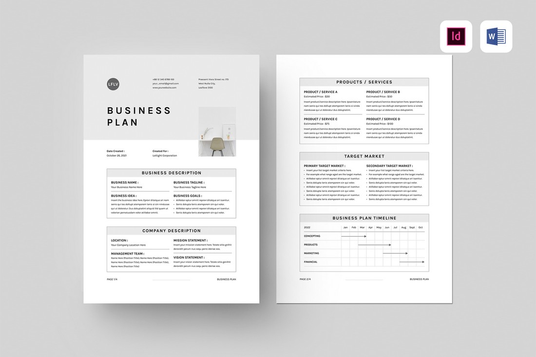 4-Page Business Plan Template for Word