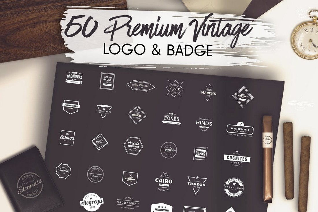 50 Premium Vintage Logo & Badge Templates