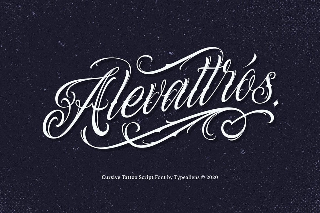 Alevattros - Cursive Tattoo Font