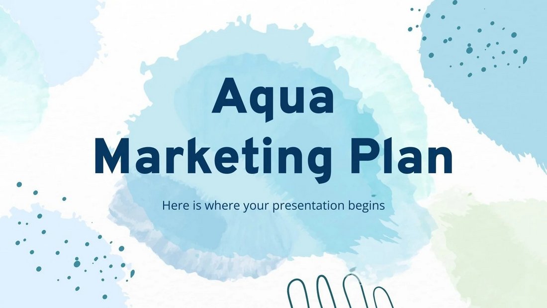 Aqua Marketing Plan Free PowerPoint Template