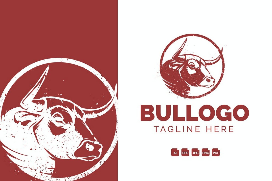 Bull Head Vintage Logo Template