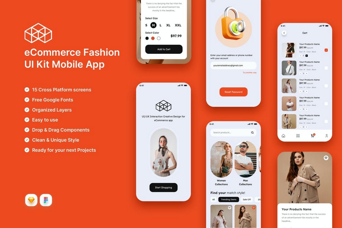 CourFas - eCommerce Fashion UI Kit for Sketch