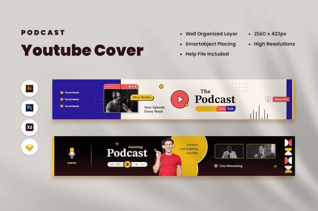 Creative YouTube Podcast Cover Templates