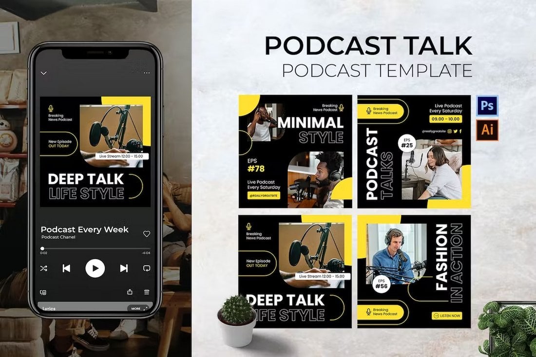 Deep Talk Podcast Cover Art Templates