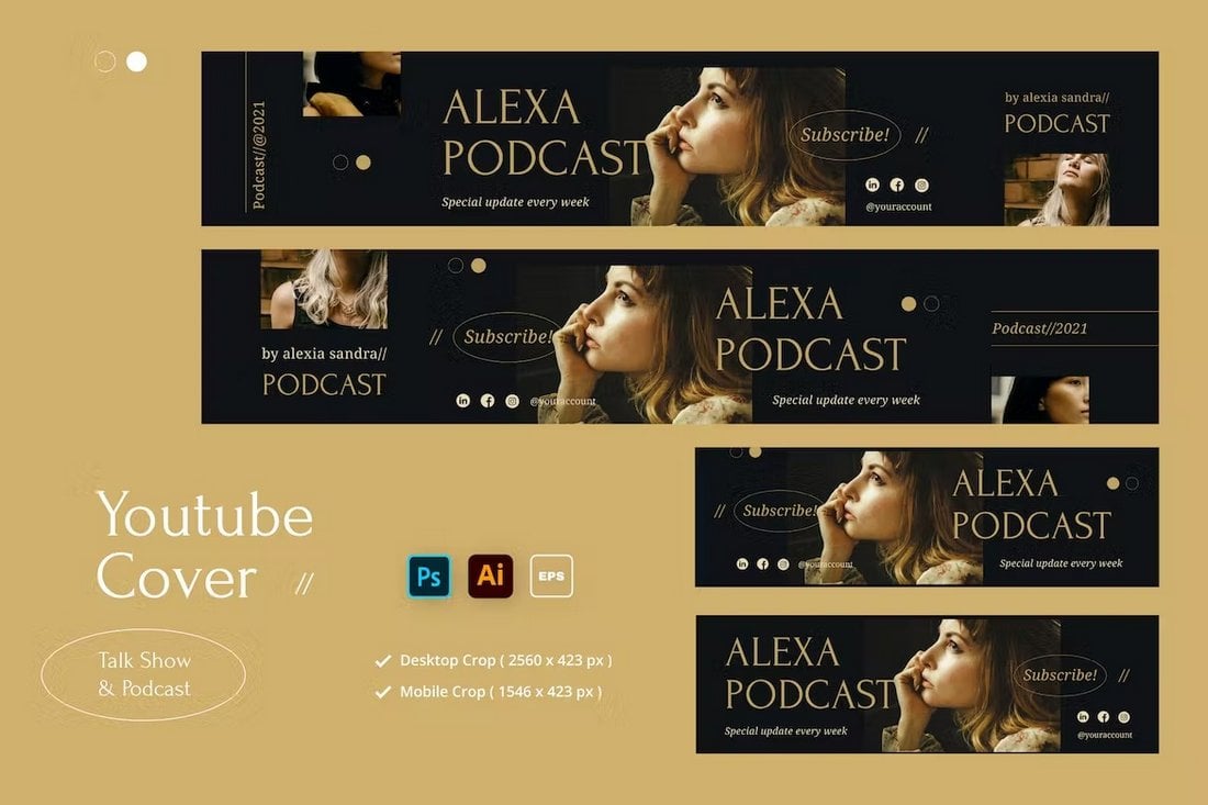 Elegant Podcast Youtube Cover Design Templates