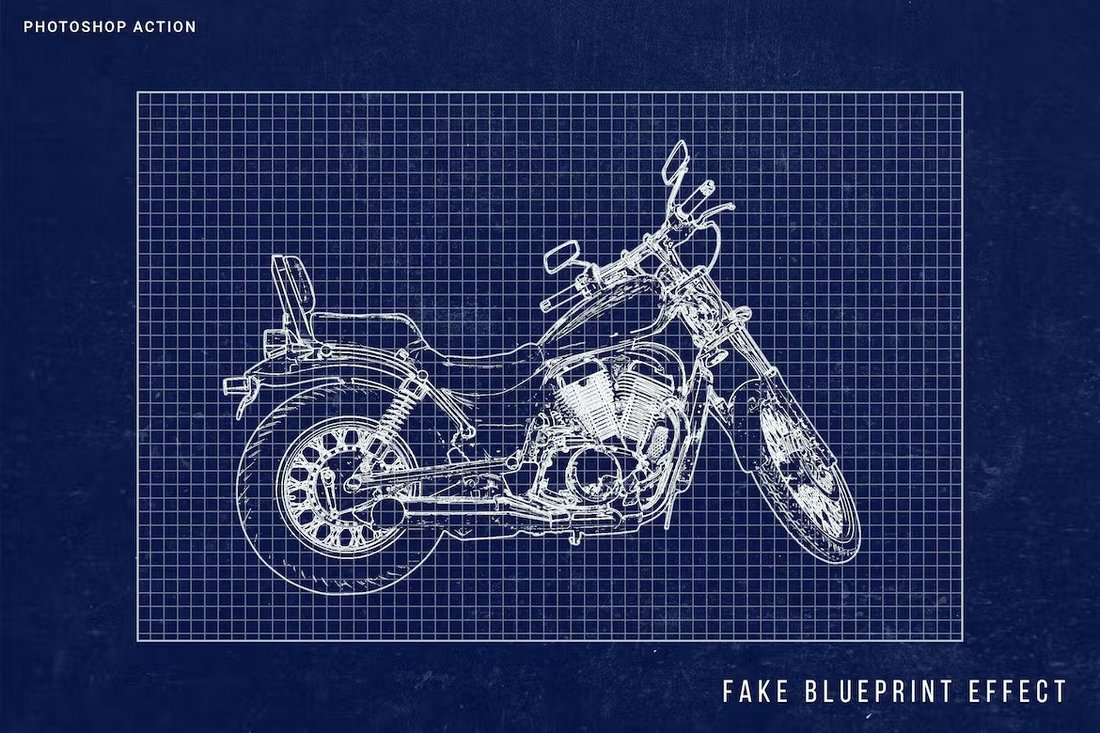 Fake Blueprint Photoshop Action
