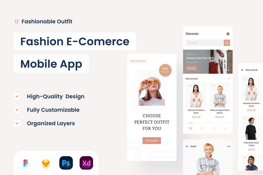 Fashion E-Commerce Sketch App Template