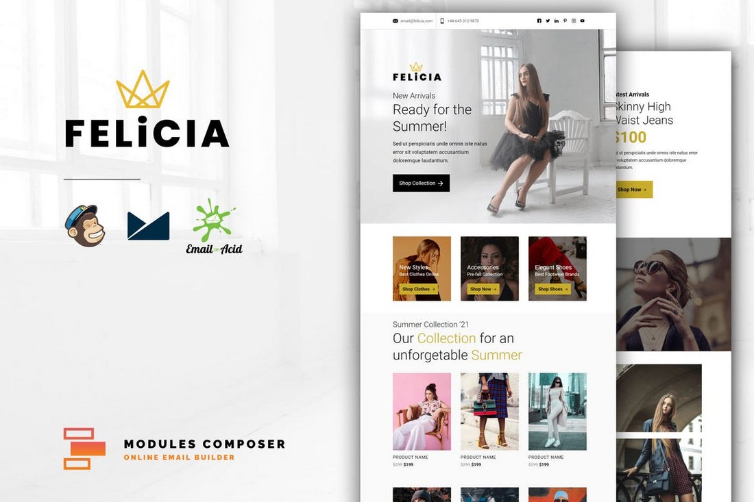 Felicia - MailChimp Email Template for Online Stores