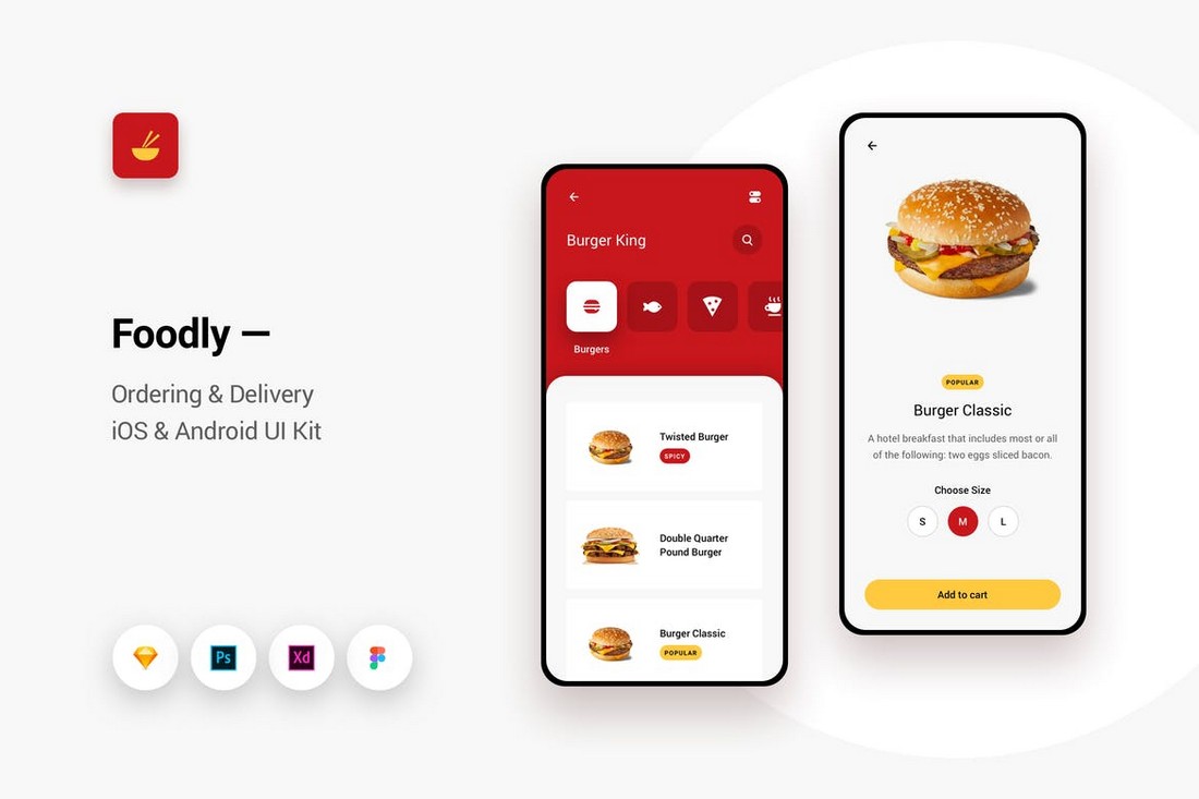 Foodly - Ordering Delivery iOS & Android UI Kit