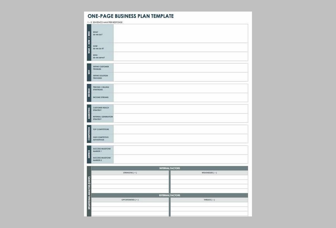 Free One-Page Business Plan Template for Word