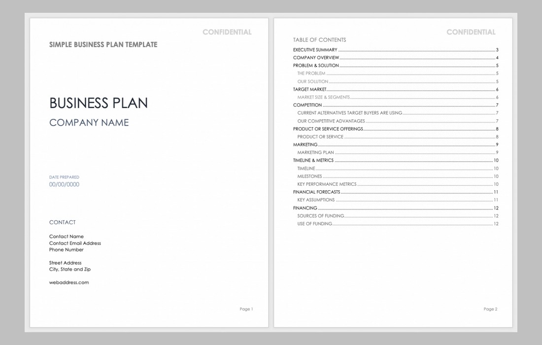 Free Simple Business Plan Template for Word