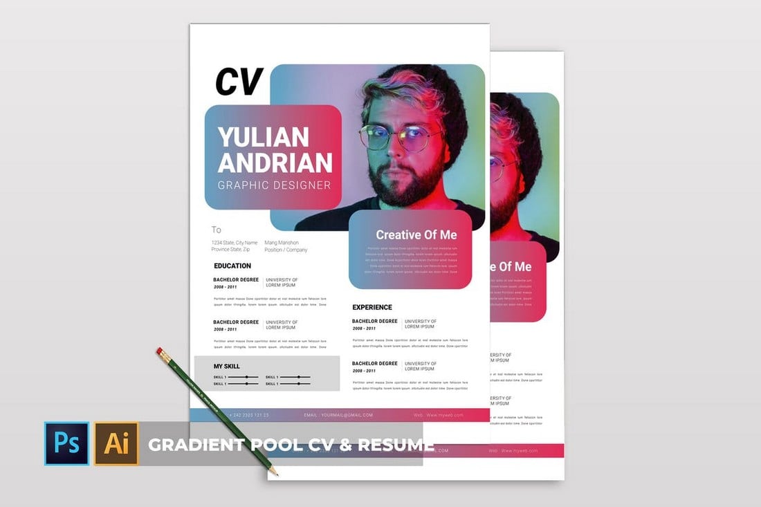 Gradient Pool - CV & Resume Template for Designers