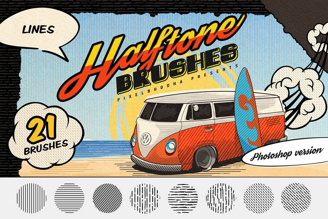 Halftone Lines - Vintage Photoshop Brushes