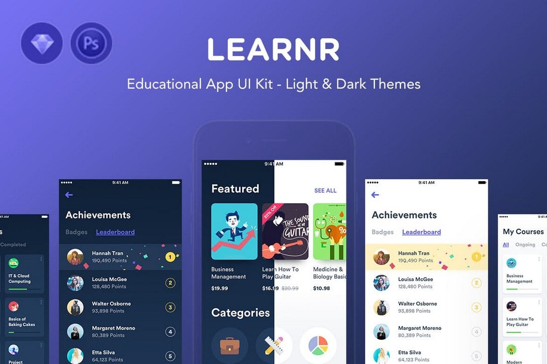 Learnr - Online Courses Sketch iOS Templates