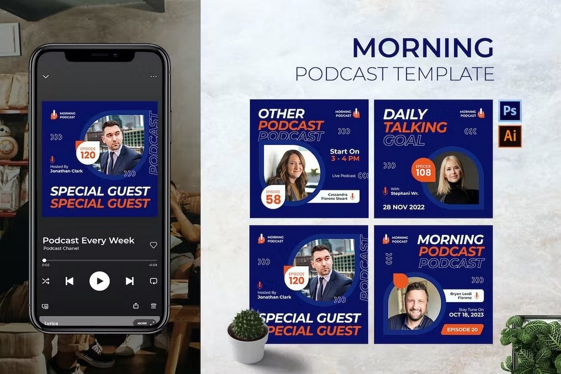Morning Podcast Cover Art Templates