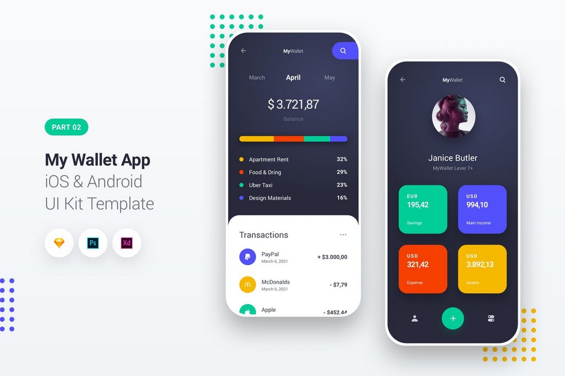 My Wallet App - iOS & Android UI Kit