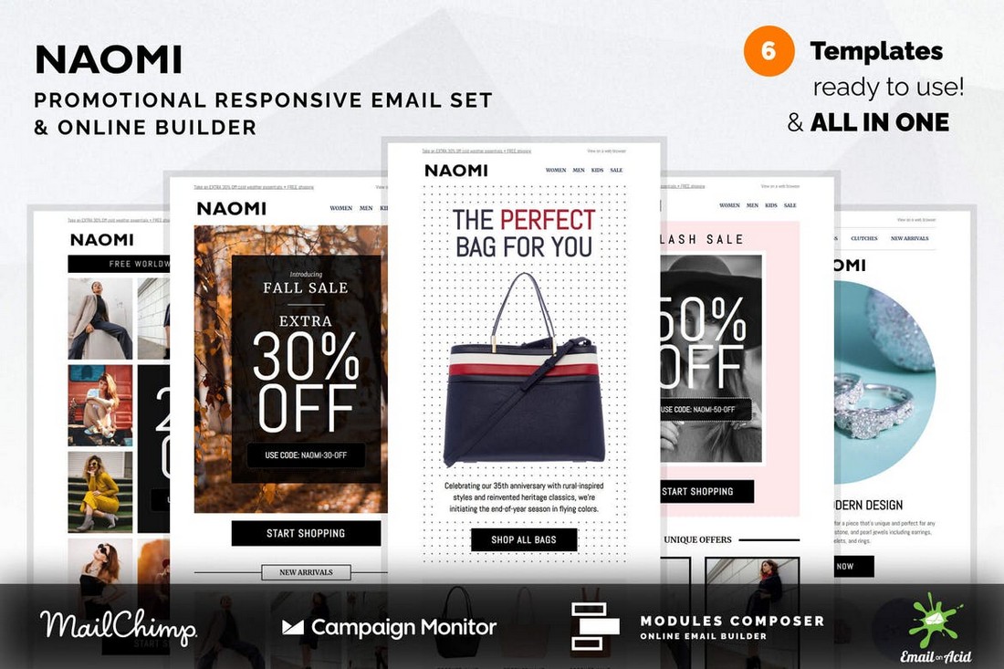 Naomi - Promotional MailChimp Email Templates Set