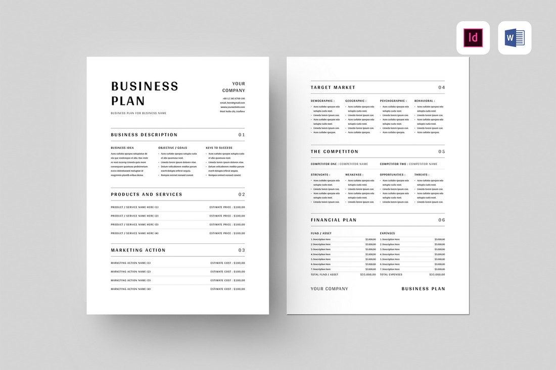 One Page Simple Business Plan Word Template