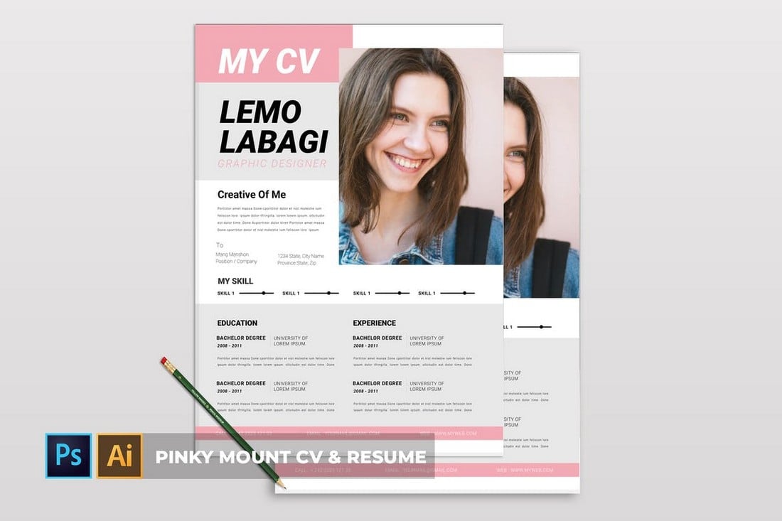Pinky Mount - Creative CV & Resume Template