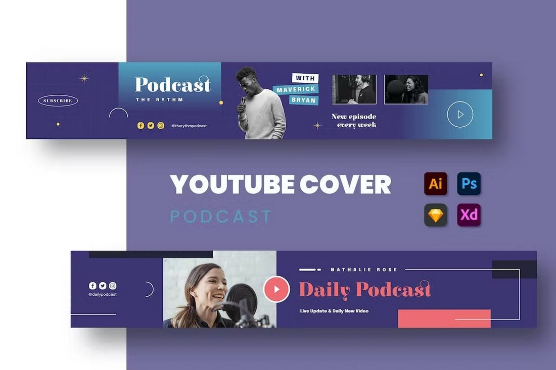 Podcast Youtube Cover Art Templates