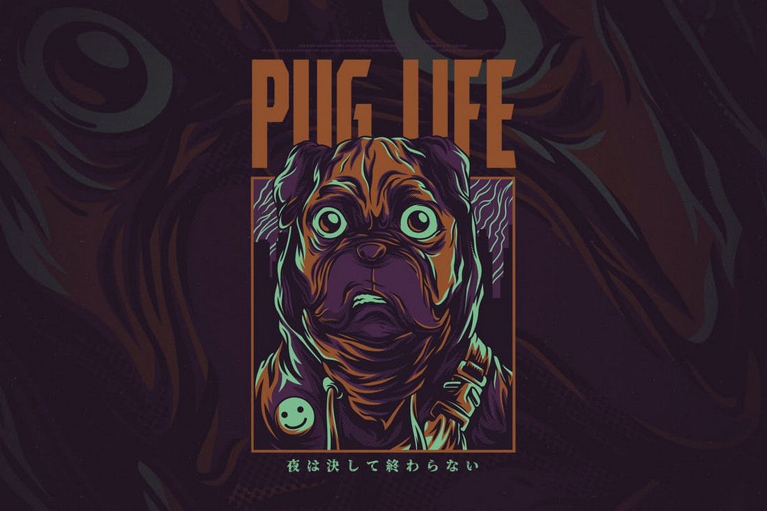 Pug Life - T-Shirt Design Template