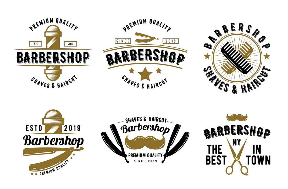 Retro Logo & Badge Templates for Barbershops