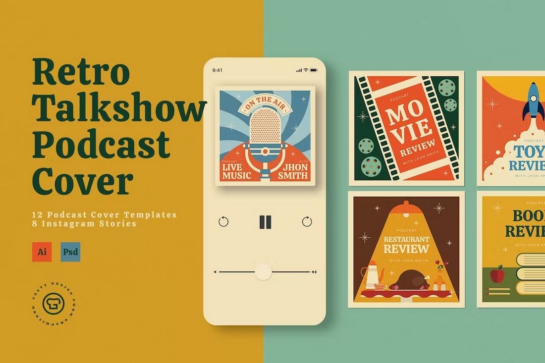 Retro Talkshow Podcast Cover Templates