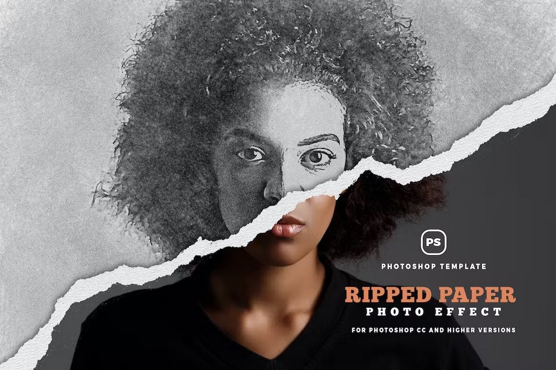Ripped Paper Effect Photoshop Template