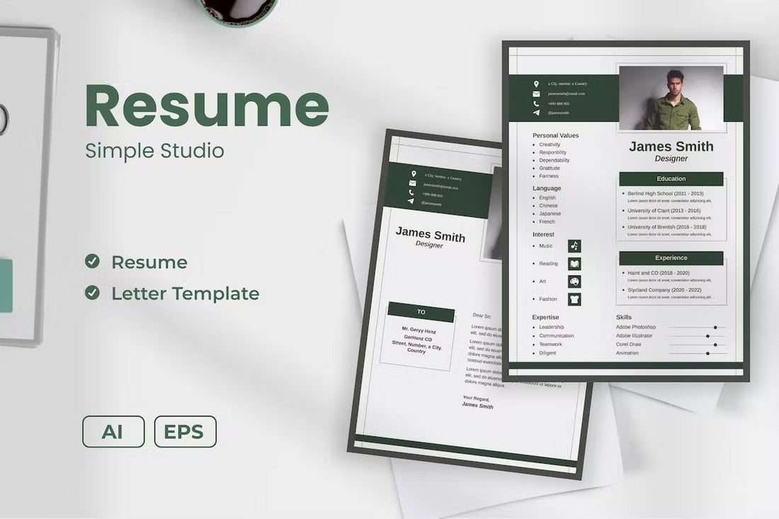 Simple Studio Resume Template for Designers